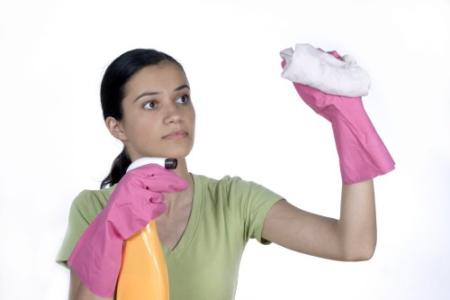 Professional cleaner carrying out kitchen and bathroom cleaning in Putney